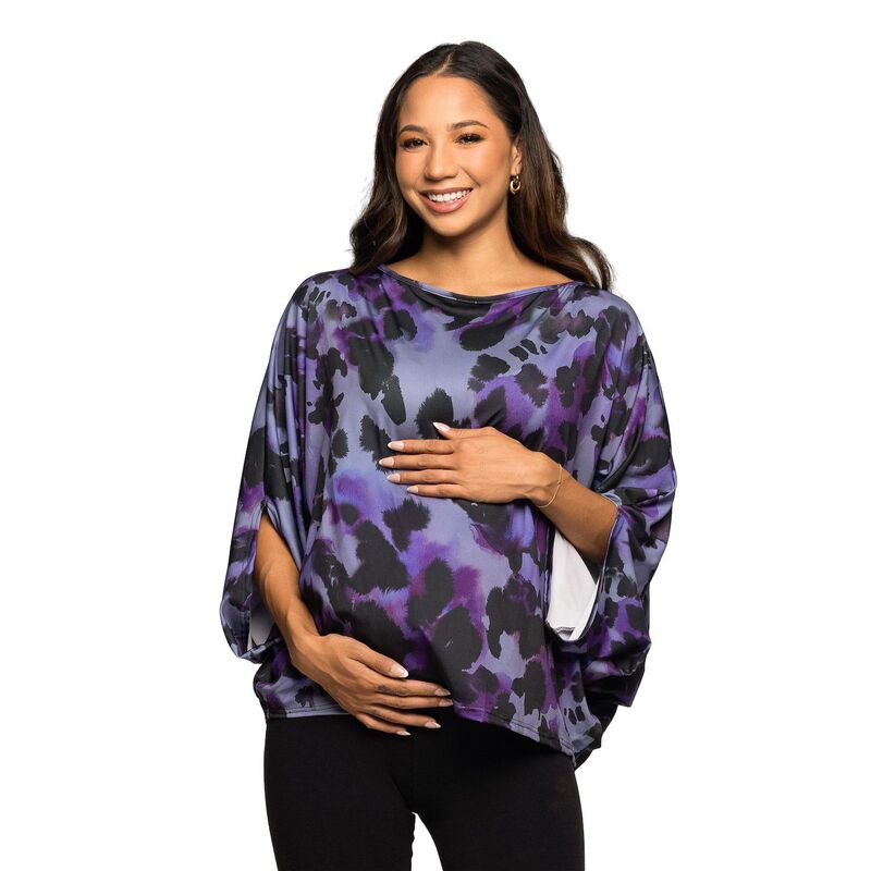 24 セブンコンフォート レディース トップス プルオーバー 毛の荒物柄 刷り上げる マタニティ Maternity 24Seven Comfort Apparel Animal Print Boat Neck Dolman Sleeve Topurple Multi パープル