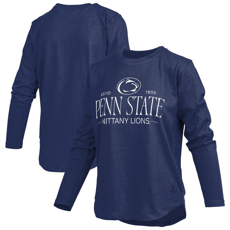 押し付けるボックス席 レディース トップス プルオーバー Women\u0027s Pressbox Navy Penn State Nittany Lionsilveron Long Sleeve T-Shirt Pst Navy 米国海軍