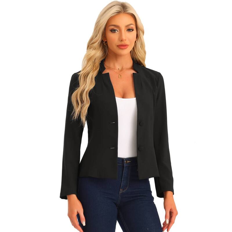 アレグラ ケー レディース アウター 上衣・上衣 スポーツジャケット ALLEGRA K Notched Collar Blazer For Women\u0027s Long Sleeve Two Buttonsuit Office Work Blazers Black 黒いこと