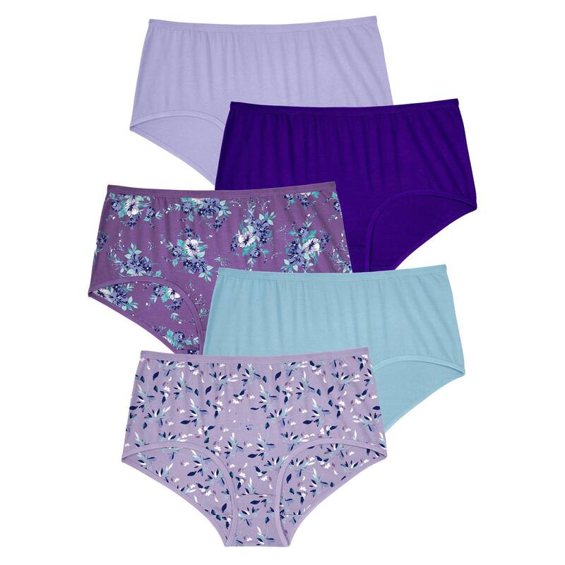 コンフォート チョイス レディース アンダーウェア パンツ プラスサイズ コットン Comfort Choice Plusize Full Coverage Stretch Cotton Brief 5-Pack Tulipack