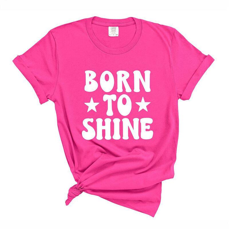 Simply Sage Market レディース トップス ティーシャツ Simply Sage Market Born To Shine Stars Garment Dyed Tees Hot Pink サクラ色 トップス-Tシャツ・カットソー-レディースファッション
