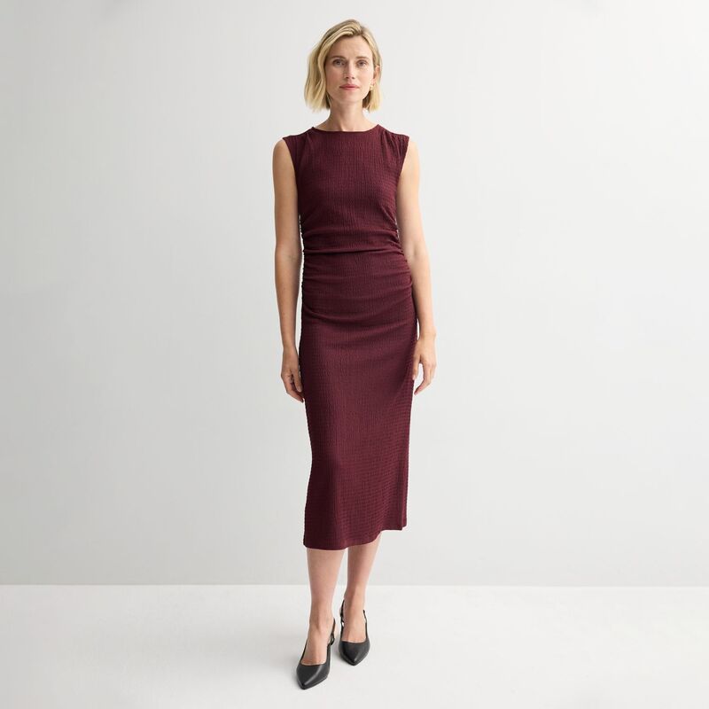 ナインウェスト レディース トップス ワンピース ミディ シャーリング Women's Nine West Midi Smockedress Maddie Plum プラム