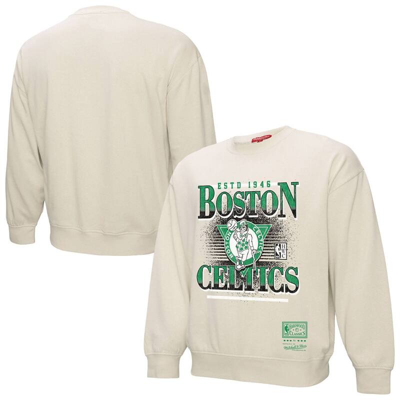 ミッチェル&ネス レディース トップス Tシャツ スウェット Women's Mitchell & Ness Cream Boston Celtics Oversprayed Pullover Sweatshirt Cel Beige ベージュ