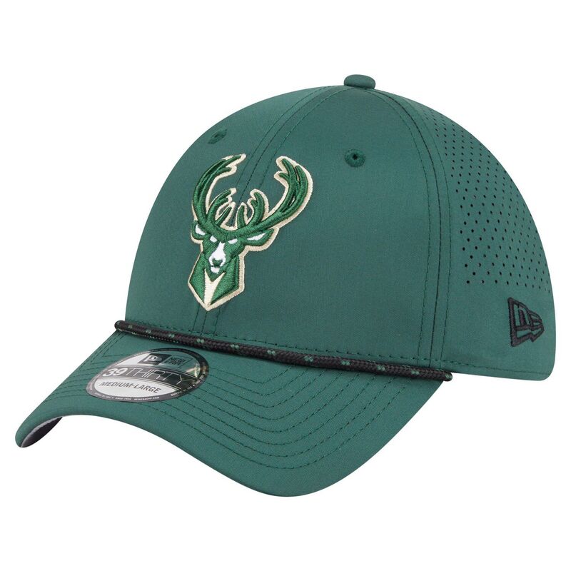 ニューエラ メンズ アクセサリー 帽子 Men's New Era Hunter Green Milwaukee Bucks Featherweight Poly Rope Flex 39Thirty Hat Buk Multi マルチカラー