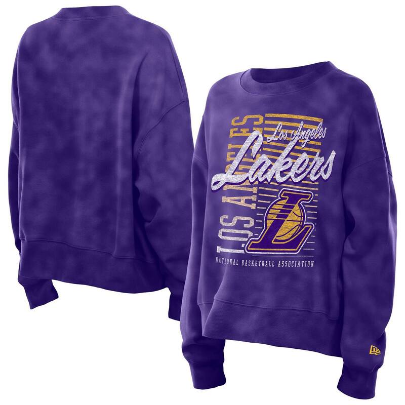 ニューエラ レディース トップス Tシャツ スウェット Women's New Era Purple Los Angeles Lakers Boxy Throwback Mineral Wash Sweatshirt Lak Purple パープル