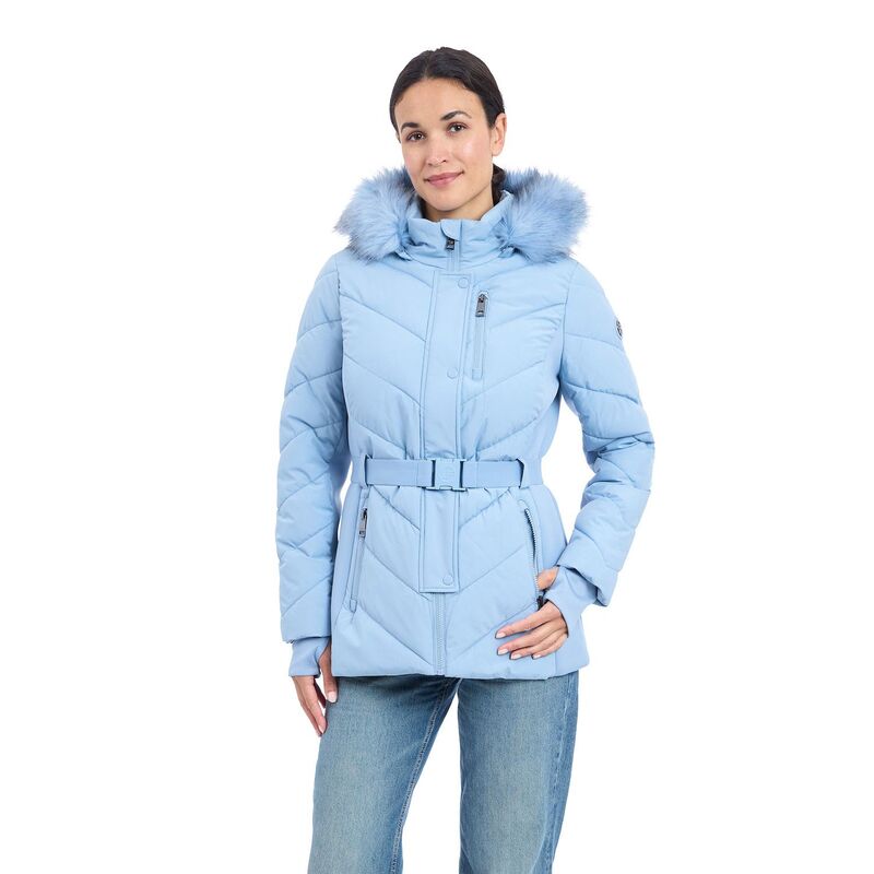 ロンドンフォグ レディース アウター ジャケット・ブルゾン コート Women's London Fog Faux Fur Trim Hood Belted Puffer Coat Chambray 17,745円