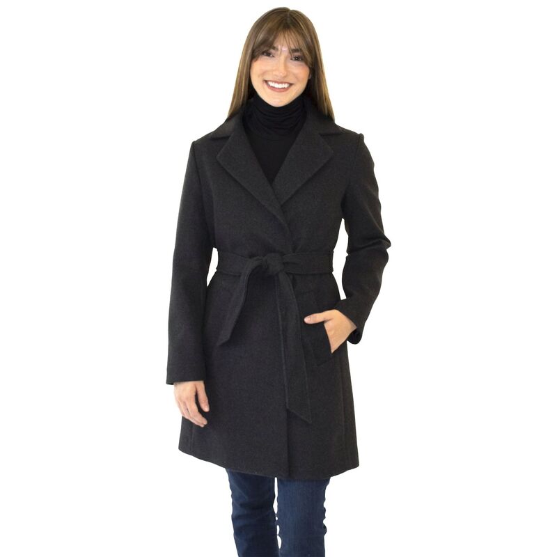 ナインウェスト レディース アウター 上衣・上衣 厚地の外套 Women\u0027s Nine West Belted Coat Black 黒いこと コート・ジャケット-レディースファッション