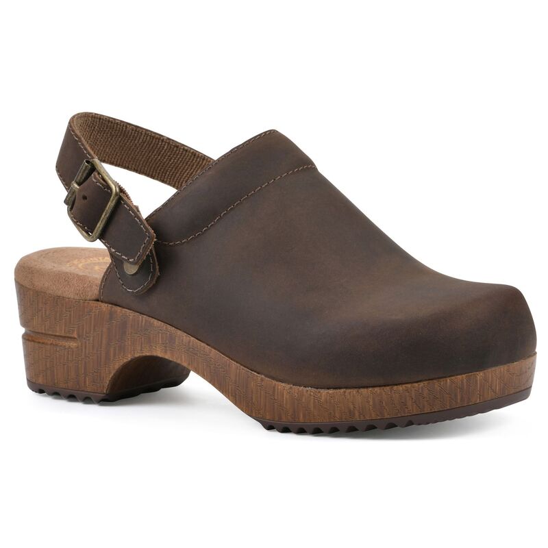 白いこと山岳 レディース シューズ サンダル なめし革 White Mountain Being Women\u0027slingback Leather Clogs Brown Leather 赤銅色