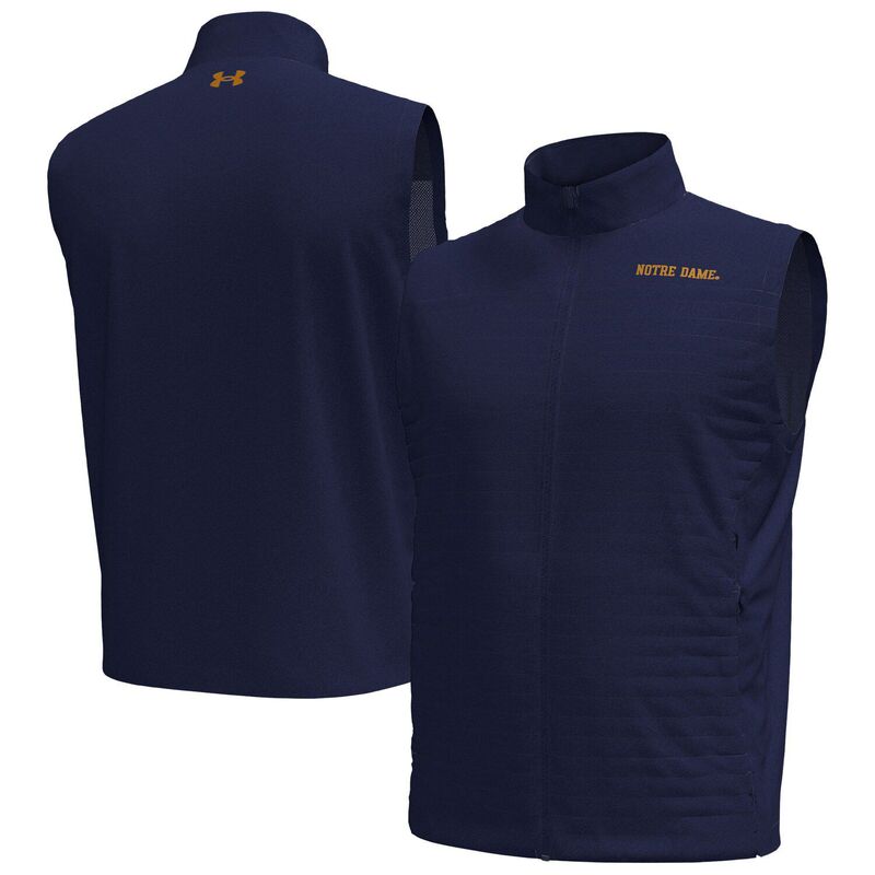 アンダーアーマー メンズ アウター ジャケット・ブルゾン ベスト Men's Under Armour Navy Notre Dame Fighting Irish Drive Pro Storm Full-Zip Vest Ntd Navy ネイビー