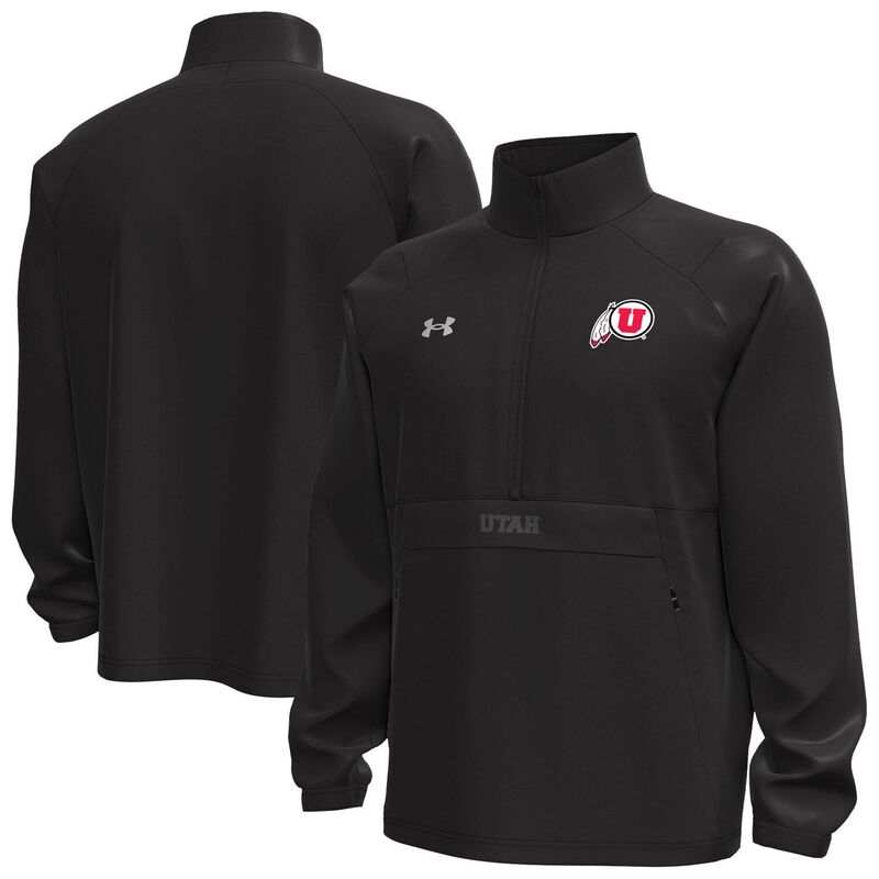 アンダーアーマー メンズ トップス Tシャツ ジャケット Men's Under Armour Black Utah Utes Unstoppable Woven Anorak Storm Techalf-Zip Jacket Ute Black ブラック｜ReVida 店