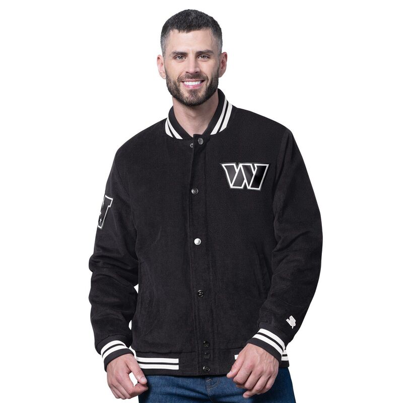 スターター メンズ アウター ジャケット・ブルゾン コーデュロイ Men'starter Black Washington Commanders Blackout Corduroy Full-Snap Varsity Jacket Wft Black ブラック