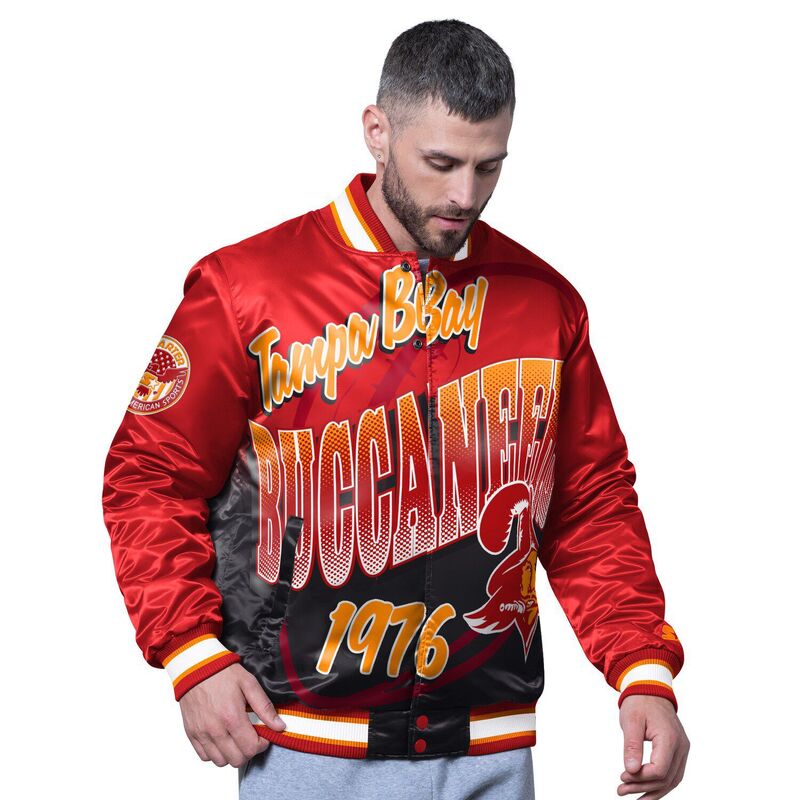 スターター メンズ アウター ジャケット・ブルゾン Men'startered Tampa Bay Buccaneers Retro Pass Rush Varsity Full-Snap Jacket Buc Red レッド