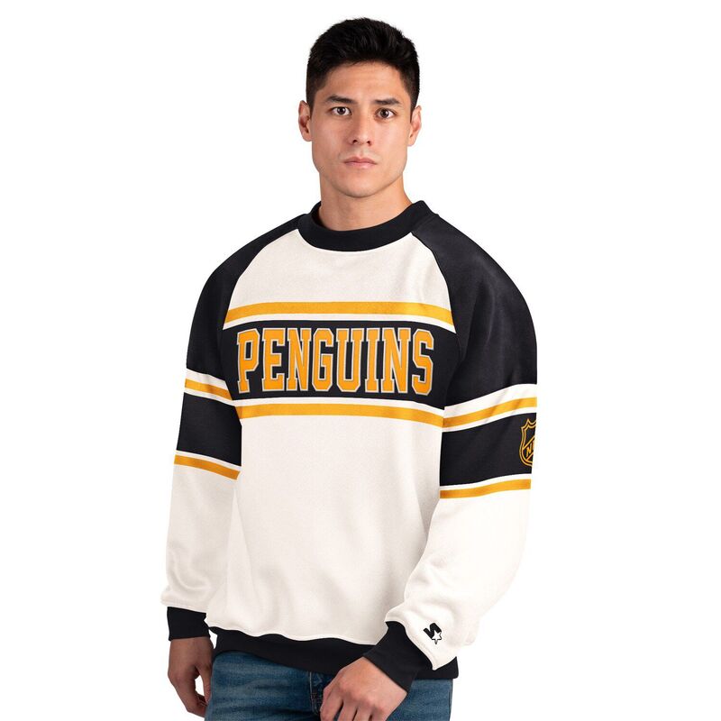 スターター メンズ トップス Tシャツ クルーネック スウェット フリース Men'starter White Pittsburgh Penguins Defense Fleece Crewneck Sweatshirt Png White ホワイト