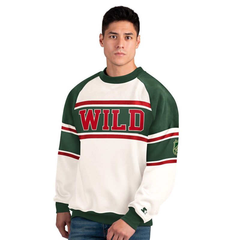 スターター メンズ トップス Tシャツ クルーネック スウェット フリース Men'starter White Minnesota Wildefense Fleece Crewneck Sweatshirt Wld White ホワイト