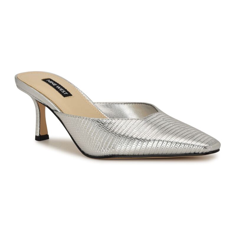 ナインウェスト レディース シューズ パンプス ヒール Nine West Camela Women's Pointed Toe Heelsilver Lizard シルバー｜ReVida 店