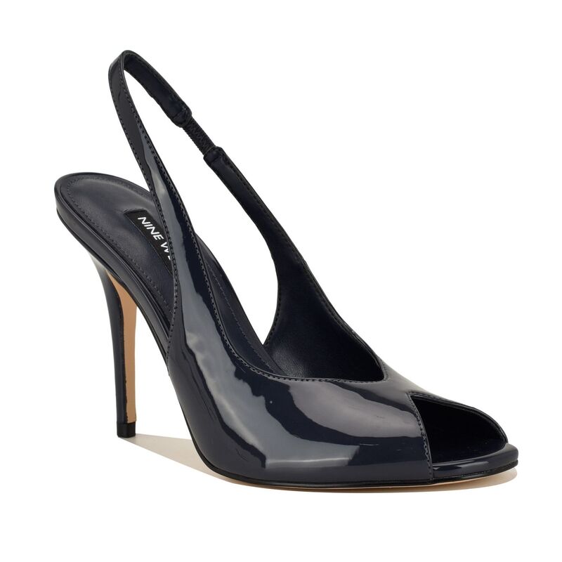 ナインウェスト レディース シューズ サンダル ヒール Nine West Pretta Women'slingback Pumps Higheel Navy Patent ネイビー
