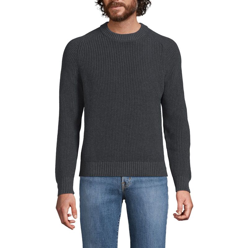 ランズエンド メンズ アウター ニット・セーター コットン Men's Lands' End Cotton Drifter Shaker Sweater Dark Charcoal Heather チャコール