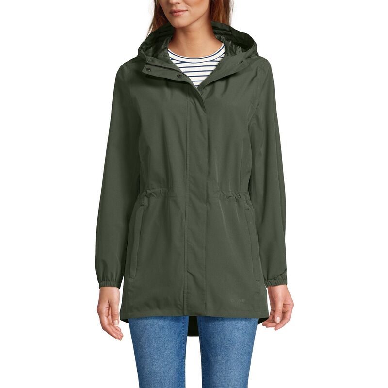 ランズエンド レディース アウター ジャケット・ブルゾン プチ コート Petite Lands' End Hooded Packable Raincoat Rich Olive Green グリーン｜ReVida 店