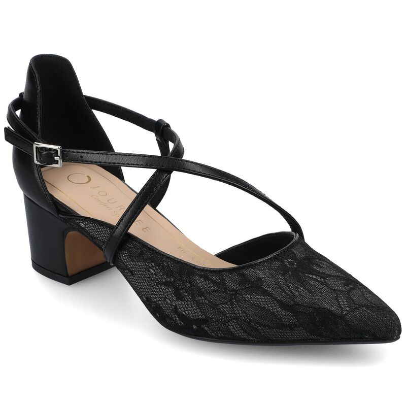 ジャーニー レディース シューズ パンプス ヒール Journee Galvinn Women's Heels Black Lace ブラック