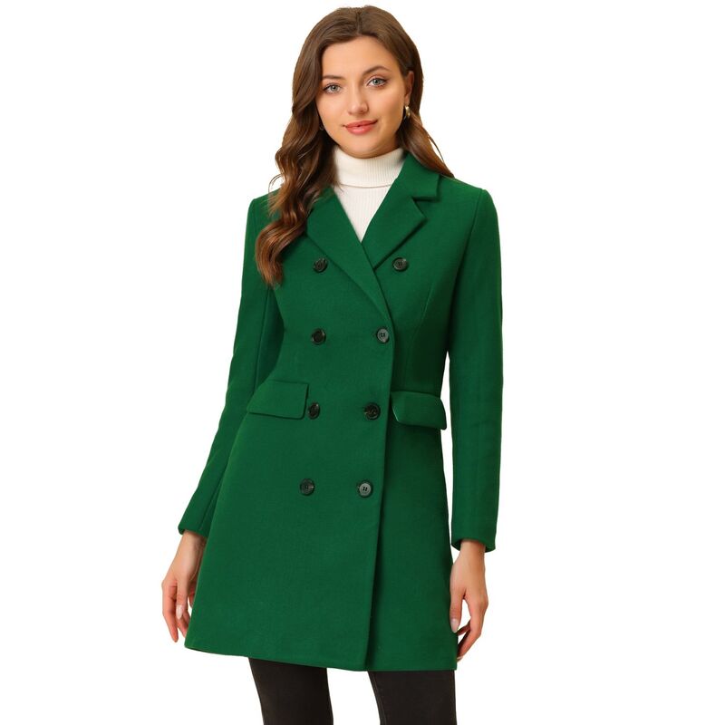 アレグラ ケー レディース アウター ジャケット・ブルゾン コート ALLEGRA K Women's Notched Lapel Collar Double Breasted Mid Length Overcoat Greens｜ReVida 店 19,426円