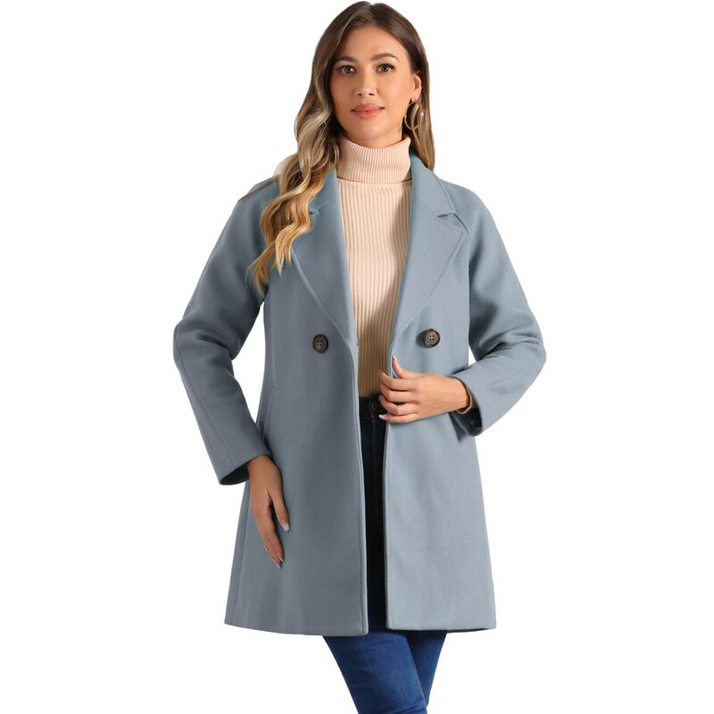 アレグラ ケー レディース アウター ジャケット・ブルゾン コート ALLEGRA K Women's Double Breasted Lapel Raglan Long Sleeve Mid Length Overcoat Grey Blue グレー 18,801円