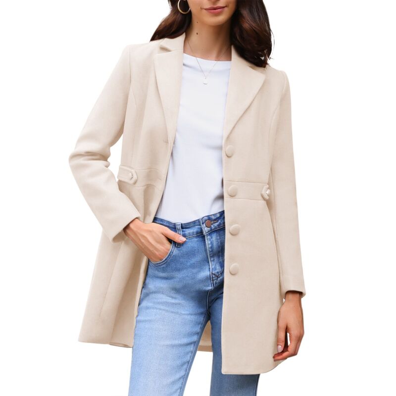 アレグラ ケー レディース アウター ジャケット・ブルゾン コート ALLEGRA K Women's Notched Lapel Outerwear Winter Coat Apricot アプリコット|ReVida 店