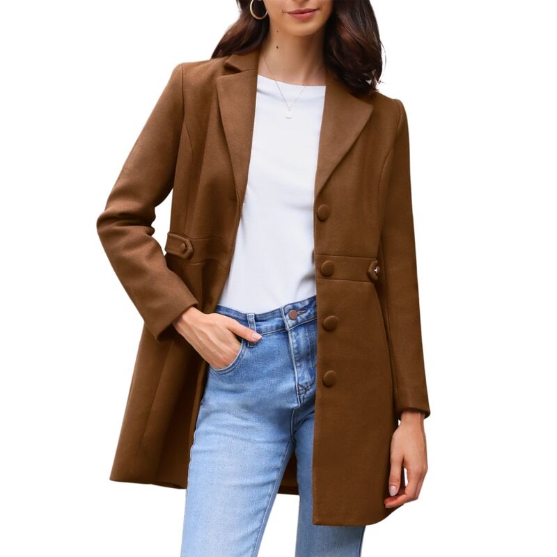 アレグラ ケー レディース アウター ジャケット・ブルゾン コート ALLEGRA K Women Notched Lapel Outerwear Winter Coat Brown ブラウン