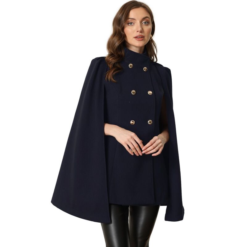 アレグラ ケー レディース アウター ジャケット・ブルゾン コート ALLEGRA K Women's Winter Slit Sleeve Double Breasted Cloak Coat Dark Blue ブルー 20,146円
