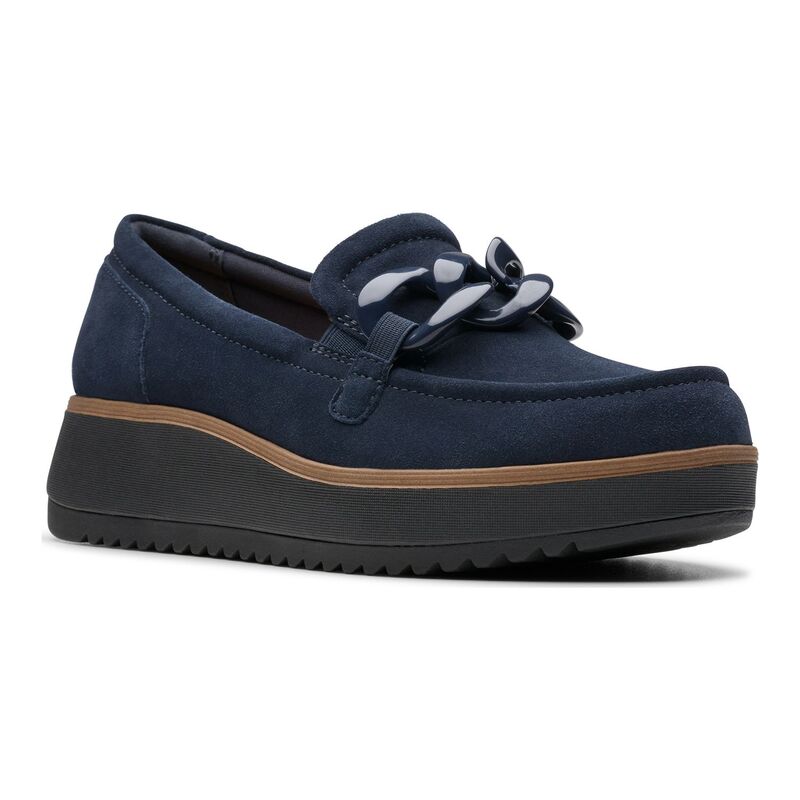クラークス レディース シューズ スニーカー なめし革 Clarks Zylah May Women\u0027s Leather Slip-On Shoes Navy 米国海軍 靴-レディース靴