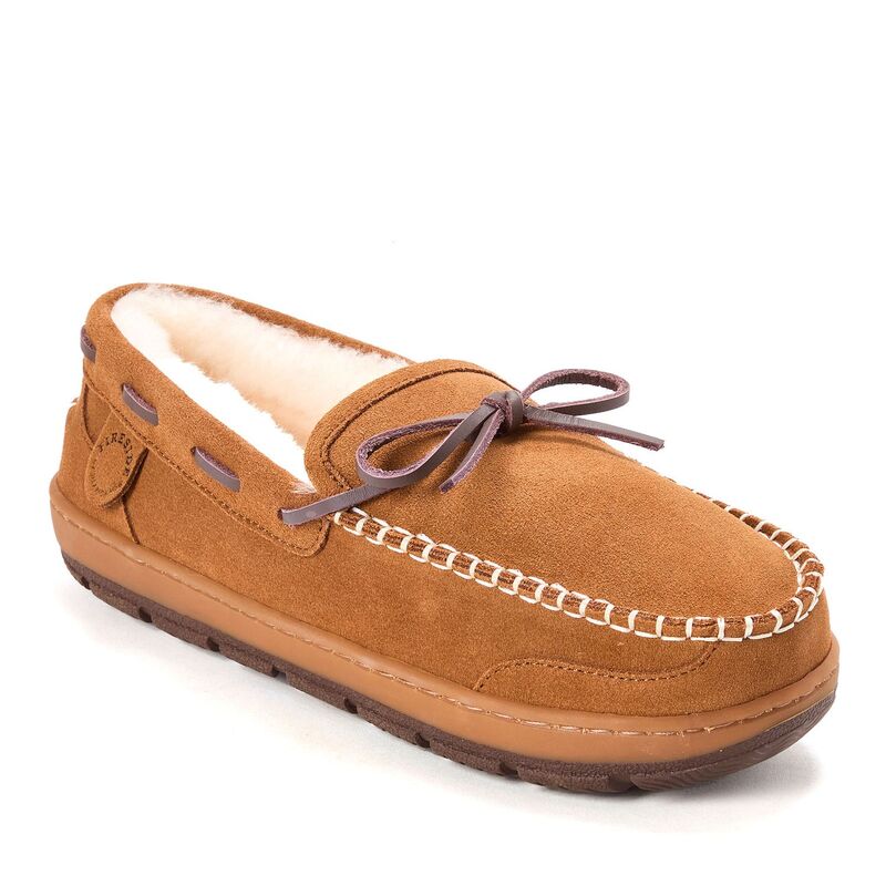 ディアフォームズ メンズ シューズ サンダル Dearfoams Fireside Men\u0027s Genuine Shearling Moccasin Toe Slippers Chestnut