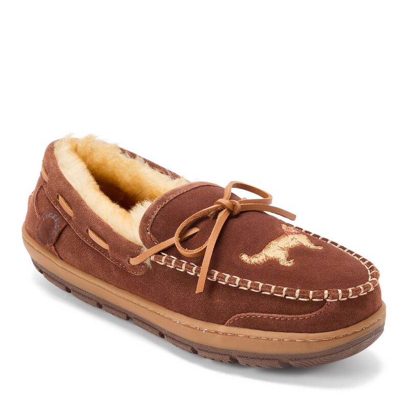 ディアフォームズ メンズ シューズ サンダル Dearfoams Fireside Men's Genuine Shearling Moccasin Toe Slippers Potting Soil
