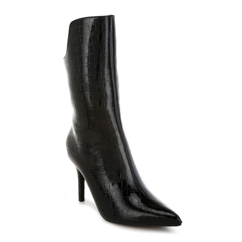 ロンドンラグ レディース シューズ ブーツ・レインブーツ London Rag Kultrus Women Croco Stiletto Mid-Calf Boots Black ブラック