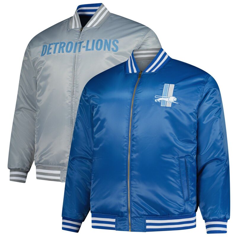 ミッチェル&ネス メンズ アウター ジャケット・ブルゾン トール Men's Mitchell & Ness Blue/Silver Detroit Lions Big & Tall Throwback Reversible Full-Zip Jacket Lns Blue ブルー
