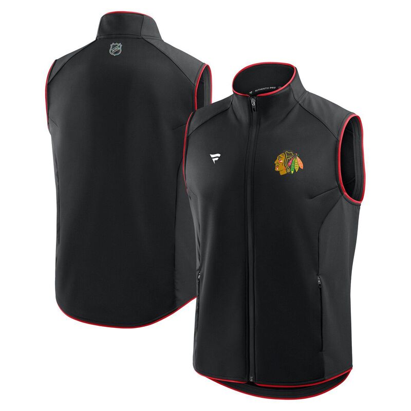 ファナティクス メンズ アウター ジャケット・ブルゾン ベスト Men's Fanatics Black Chicago Blackhawks Authentic Pro Rink Full-Zip Vest Hwk Black ブラック