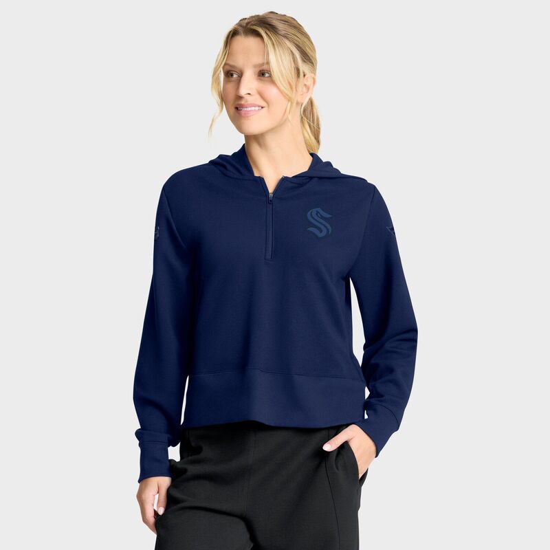 ファナティクス レディース トップス Tシャツ パーカー Women's Fanatics Deep Sea Blue Seattle Kraken Authentic Proad Tri-Blend Quarter-Zip Hoodie Krk Navy ネイビー
