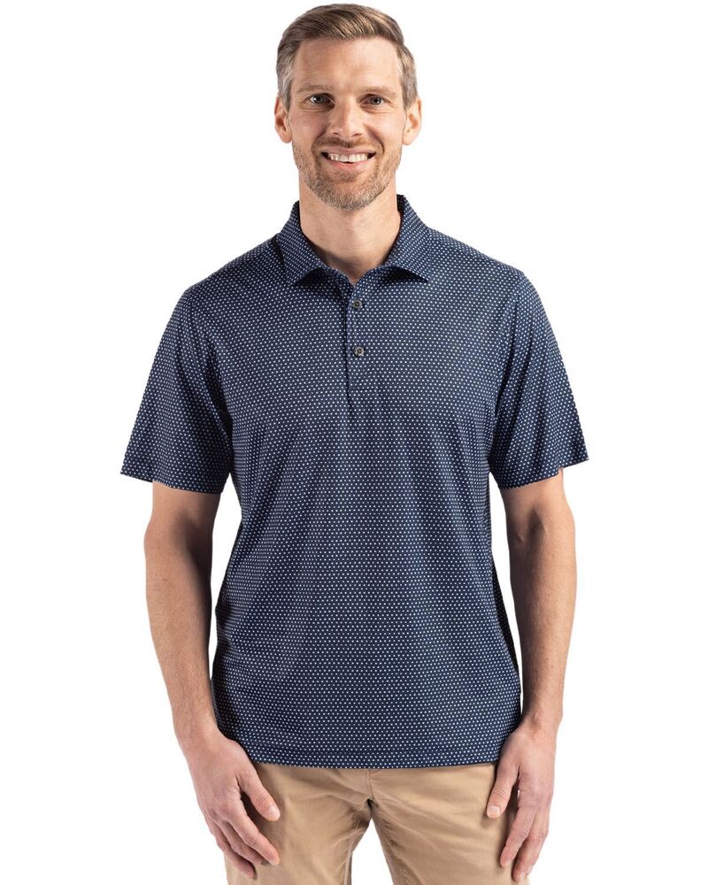 カッターアンドバック メンズ トップス Tシャツ ポロシャツ プリントール Cutter & Buck Pike Shadow Check Print Recycled Mens Big & Tall Polo Navy Blue ネイビー|ReVida 店