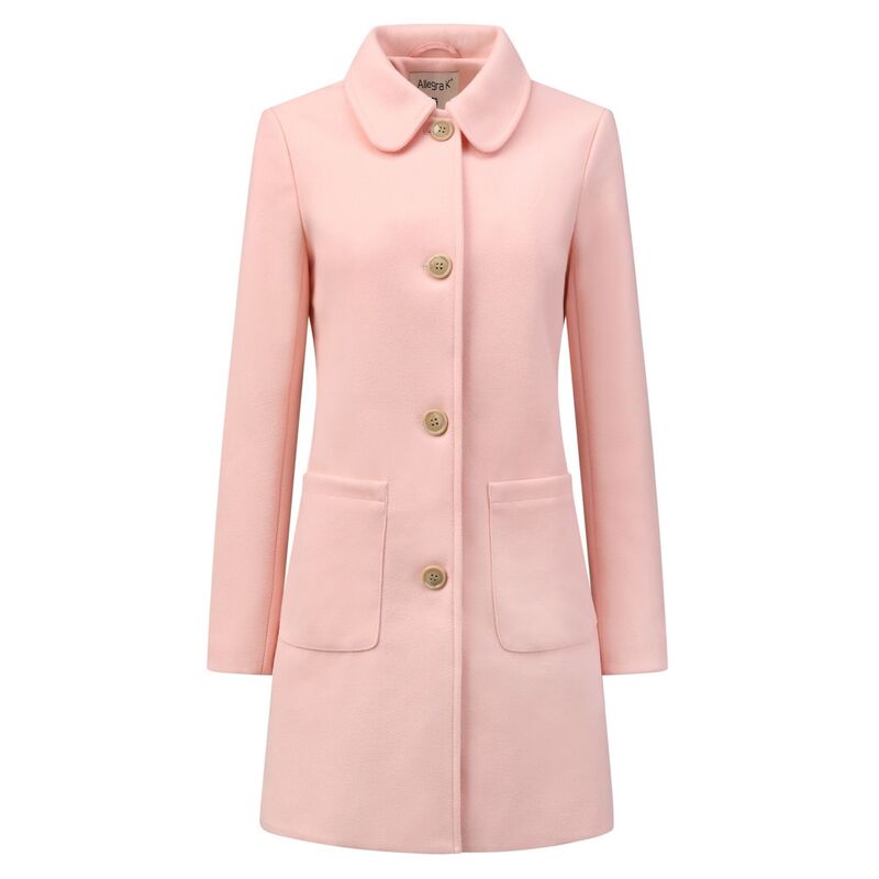 アレグラ ケー レディース アウター ジャケット・ブルゾン コート ダウン ALLEGRA K Women Turn Down Collar Single Breasted Winter Mid Length Overcoat Pink ピンク