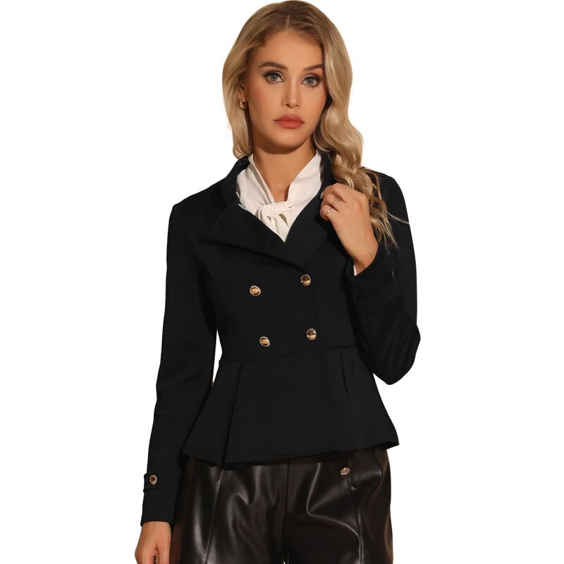 アレグラ ケー レディース アウター ジャケット・ブルゾン ブレザー ALLEGRA K Peplum Steampunk Jacket for Women'stand Collar Double Breasted Casual Office Blazer Black ブラック 17,375円