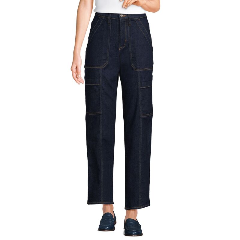 ランズエンド レディース ボトムス デニムパンツ アンクル ジーンズ Women's Lands' End High-Rise Utility Cargo Ankle Jeans Riverinse|ReVida 店