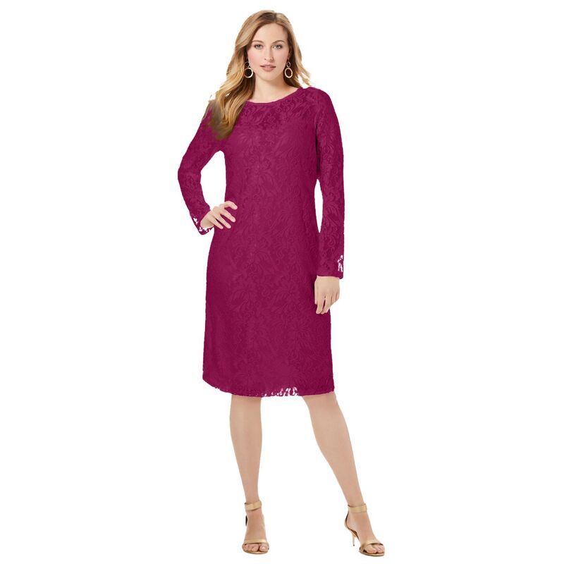 ジェシカロンドン レディース トップス ワンピース プラスサイズ レース Jessica London Women's Plusize Stretch Lace Shift Dress Berry Twist