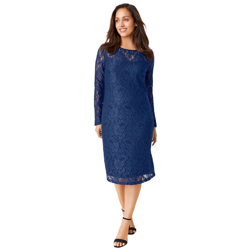 ジェシカロンドン レディース トップス ワンピース プラスサイズ レース Jessica London Women's Plusize Stretch Lace Shift Dress Evening Blue ブルー