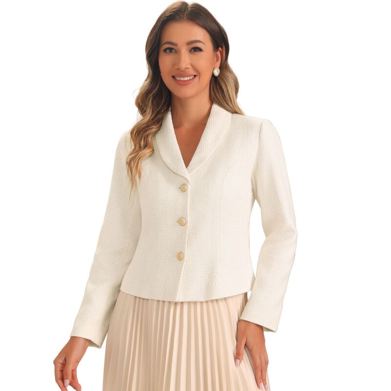アレグラ ケー レディース アウター ジャケット・ブルゾン ツイード ブレザー ALLEGRA K Tweed Blazers For Women's Lapel Collar Long Sleeves Blazer Jackets White ホワイト 17,736円
