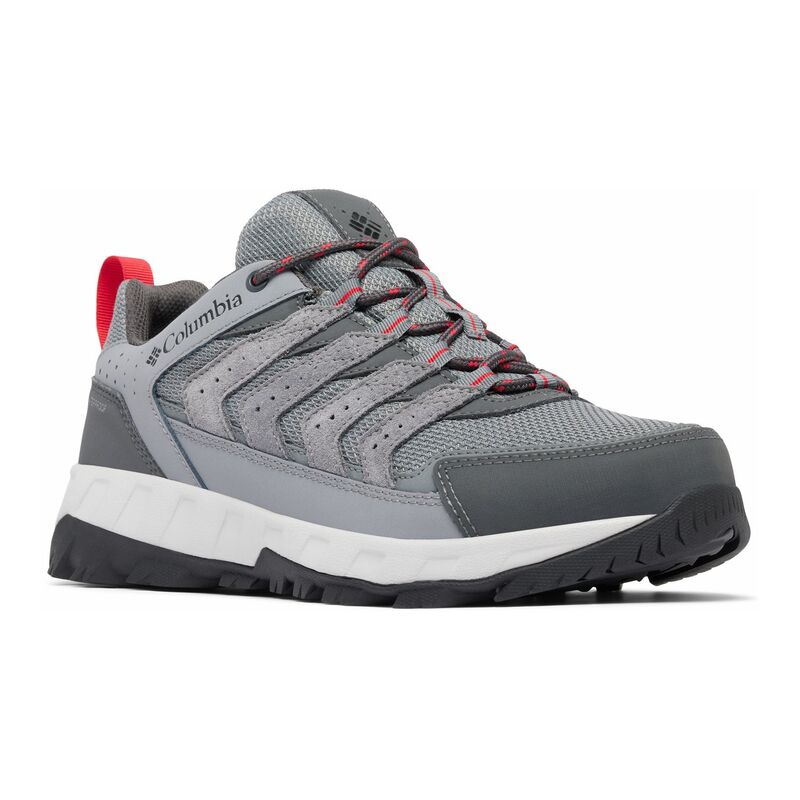 コロンビア メンズ シューズ スニーカー Columbia Strata Trail Men's Lowaterproof Hiking Shoes Ti Gray Steel Red グレー