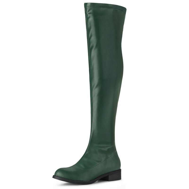 アレグラ ケー レディース シューズ ブーツ・レインブーツ ヒール ALLEGRA K Women's Thigh Boots Low Block Heel Fashion Over the Knee High Boots Green グリーン 17,505円