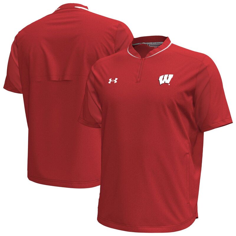 アンダーアーマー メンズ トップス Tシャツ Men's Under Armoured Wisconsin Badgers Motivate Quarter-Zip Top Wis Red レッド