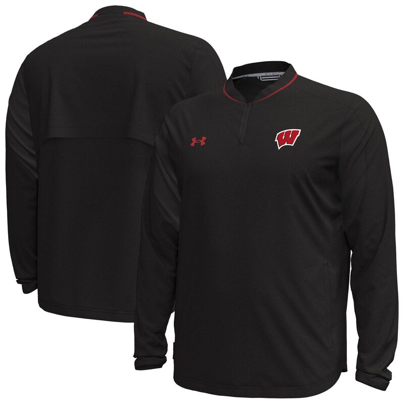 アンダーアーマー メンズ トップス Tシャツ ジャケット Men's Under Armour Black Wisconsin Badgers Motivate Long Sleeve Quarter-Zip Jacket Wis Black ブラック