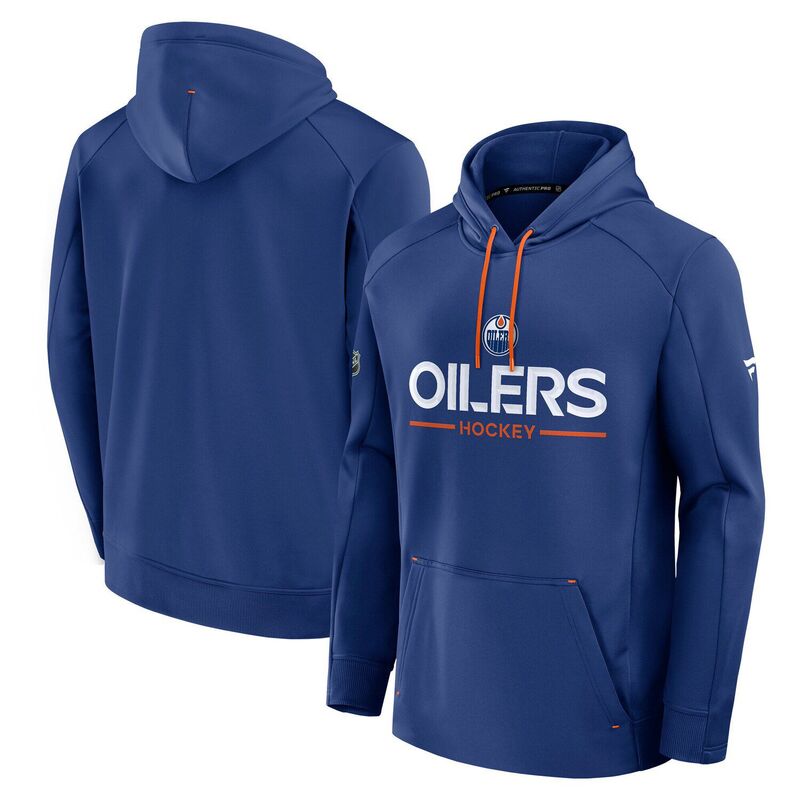 ファナティクス メンズ トップス Tシャツ パーカー Men's Fanatics Royal Edmonton Oilers Authentic Pro Rink Hoodie Oil Blue ブルー｜ReVida 店