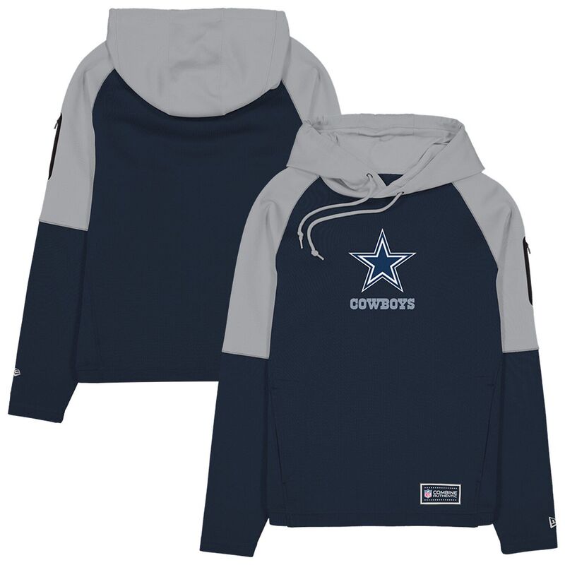 ニューエラ メンズ トップス Tシャツ パーカー Men's New Era Navy Dallas Cowboys Combine Authenticolor Block Raglan Pullover Hoodie Cow Navy ネイビー｜ReVida 店