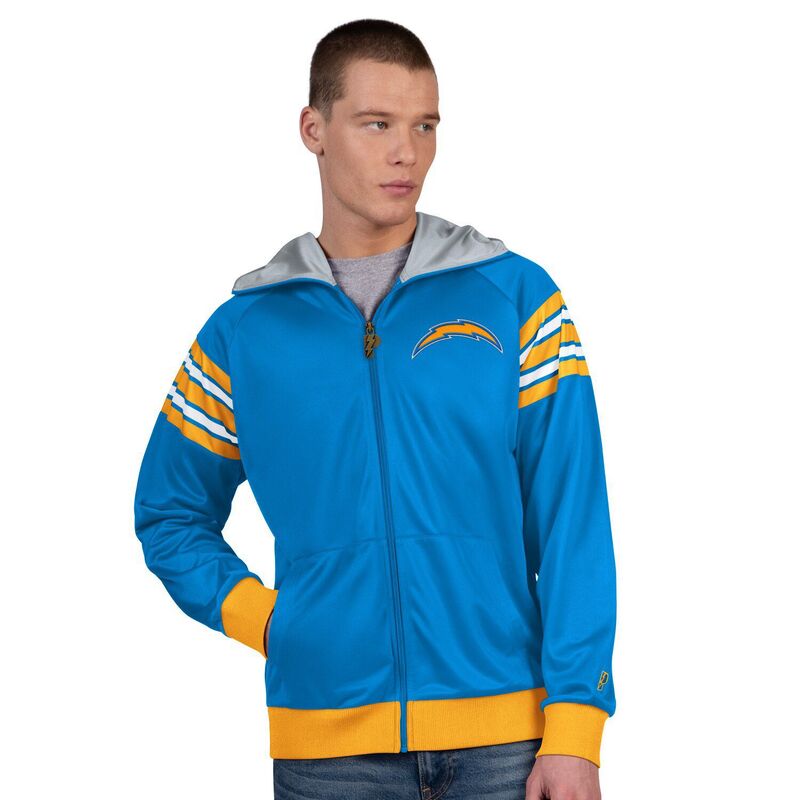 アンブランデッド メンズ アウター ジャケット・ブルゾン Unbranded Men's Pro Player Powder Blue/White Los Angeles Chargers Helmet Full-Zip Hooded Track Jacket Chg Light ホワイト
