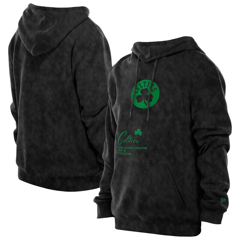 ニューエラ メンズ トップス Tシャツ パーカー Men's New Era Black Boston Celticsport Night Mineral Wash Pullover Hoodie Cel Black ブラック